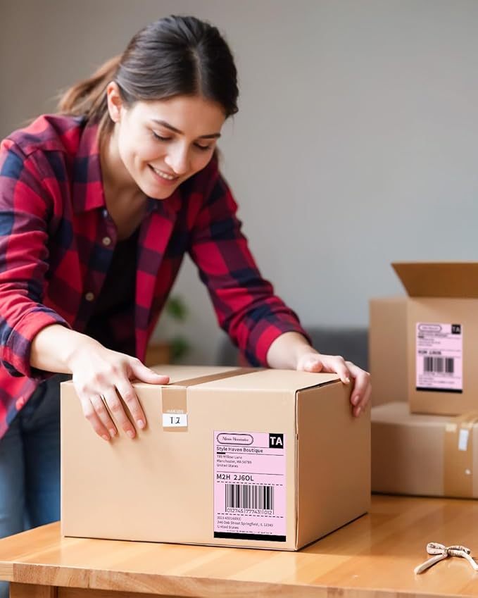 Pink Thermal Labels 4x6 for Shipping Label Printers - 500 PCS Pink Shipping Labels Compatible with Thermal Printers 4x6, Water/Oilproof Label Paper, Use for Logistics Business-DeskLoop Office