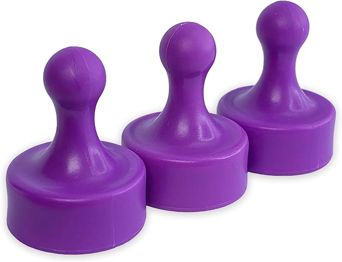 GLASSBOARD STUDIO Powerful Neodymium Magnets, Pawn-Shaped - Strong Fridge/Refrigerator and Whiteboard Magnet, Ideal for Office, Kitchen, Crafts - Rare Earth, Heavy Duty (3, Purple)-DeskLoop Office