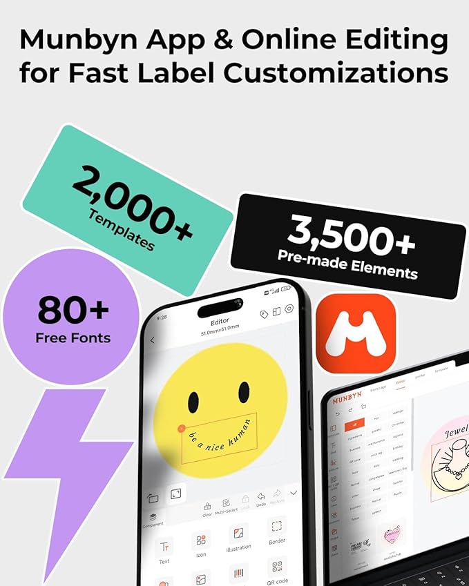 MUNBYN Bluetooth Thermal Label Printer, 130B Wireless 4x6 Shipping Label Printer for Shipping Packages Small Business Office or Home, Compatible with iPhone Android iPad Windows macOS Chrome Etsy eBay-DeskLoop Office