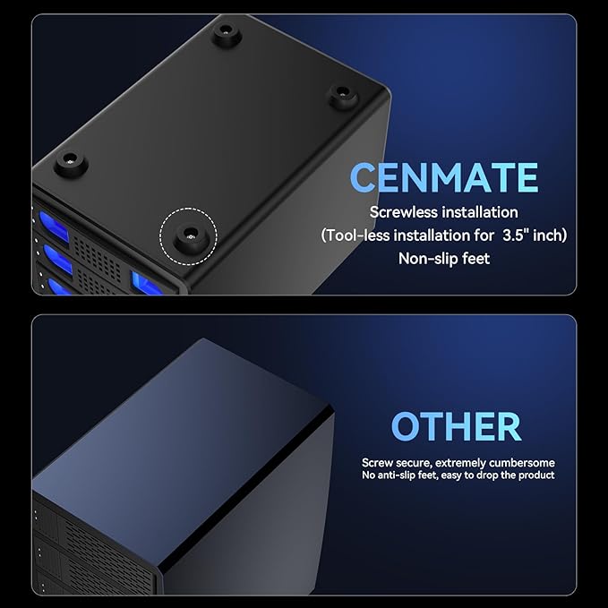 4 Bay Hard Drive Enclosure with Cooling Fan for 2.5/3.5" SATA HDD/SSD with USB A/C 3.0 Cable, Tool-Free HDD Enclosure, 3.5 Hard Drive Enclosure Support 80TB, Hot Swappable(NO RAID/NAS)-DeskLoop Office