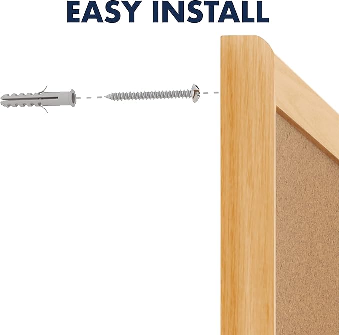 Quartet Cork Board, Bulletin Board, 3' x 1' Corkboard, Oak Finish Frame (300)-DeskLoop Office