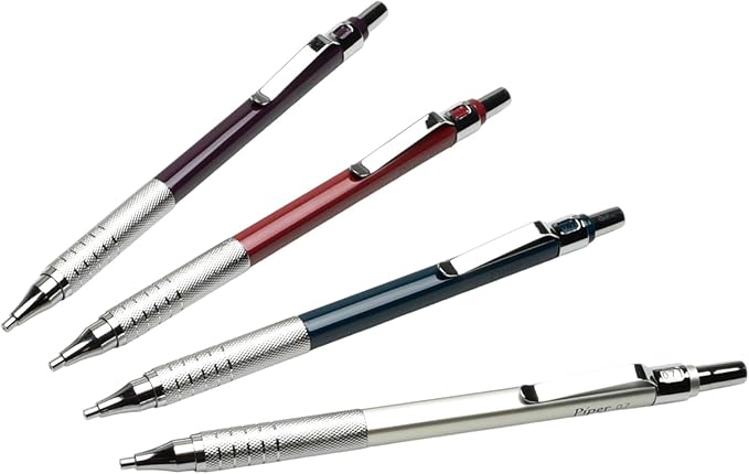 PIPER Quadrata Metal Mechanical Pencil 0.7mm with Erasers and HB #2 Lead Refills for Art, Sketching, Writing, Drafting (Dusty Dark Purple)-DeskLoop Office