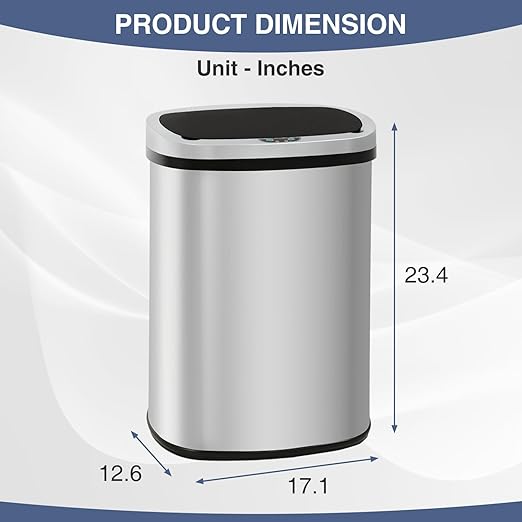 PayLessHere 13 Gallon Automatic Kitchen Trash Can, Touchless Stainless Steel Garbage Can with Lid for Kitchen & Office Waste Bin 50L-DeskLoop Office