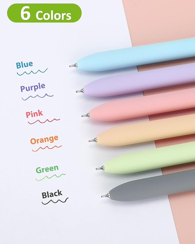 FIOVER Colored Pens, 6 Pack Colorful Gel Pens, Quick-Dry 0.7mm Medium Point for Journaling, Note Taking, Doodling, Aesthetic Office School Supplies, Gifts for Women Men(Multiple Colors)-DeskLoop Office