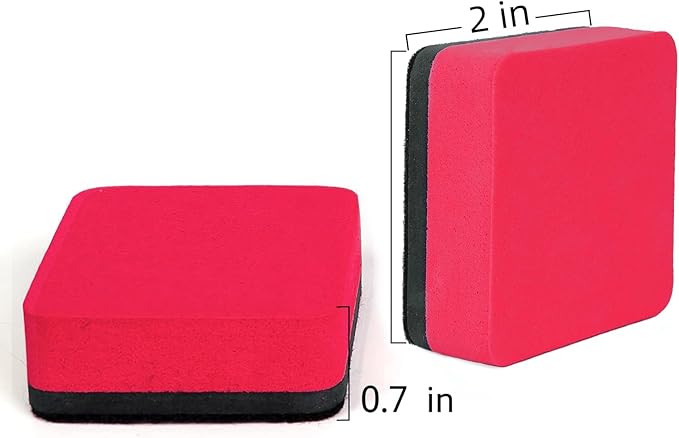 Dry Erase Erasers, 48 Pack Magnetic Whiteboard & Chalkboard Cleansers, Small Magnetic Erasers (Red)-DeskLoop Office
