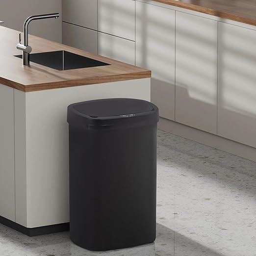 PayLessHere 13 Gallon Trash Can Kitchen Trash Can Automatic Garbage Can with Lid Touch Free High-Capacity Motion Sensor for Kitchen Bedroom Bathroom Office Wateproof Trash Bin (3, Black)-DeskLoop Office