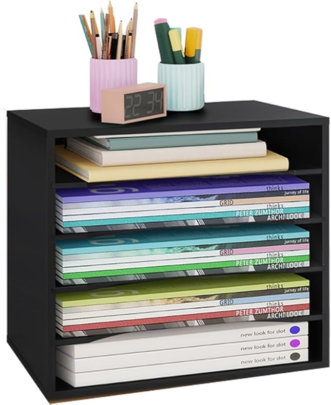 Paper Organzier Wood Desktop Organizer Storage Letter Tray File Sorter with Adjustable Shelves for Home Office-DeskLoop Office