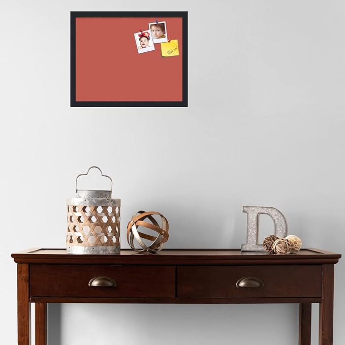 PinPix 19x15 Inch Cork Bulletin Board. This Decorative Framed Pin Board Comes with Crimson Pastel Design and a Satin Black Frame. Ideal for Home Office Decor or Message Board (PinPix-1807)-DeskLoop Office