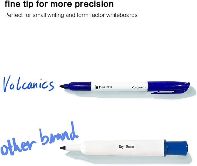 Volcanics Blue Dry Erase Markers Low Odor Fine Whiteboard Markers Thin Box of 12-DeskLoop Office