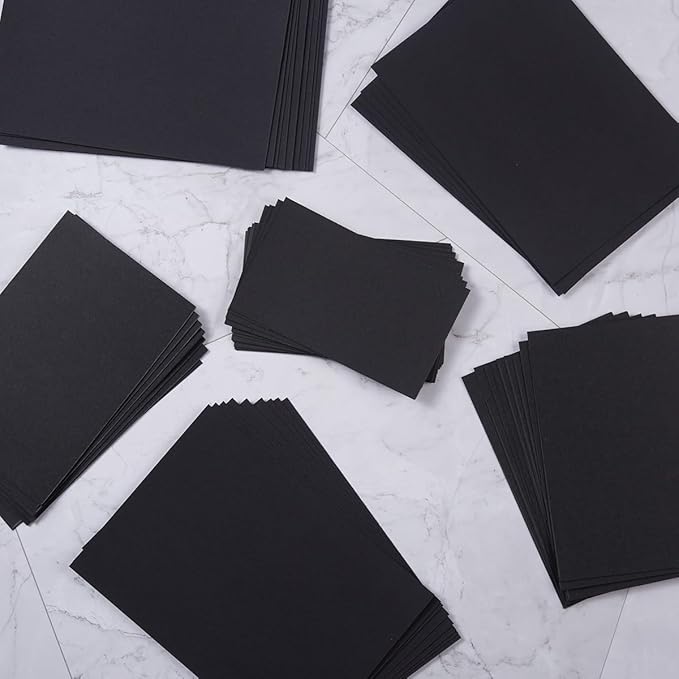 50 Sheets Blank Cardstock Paper 250 GSM Thick Heavy Cards Stock for DIY Art Projects, Card Making, Postcards, Greeting Cards, Birthday Party, Wedding Invitation (Black, 5x7 inches)-DeskLoop Office