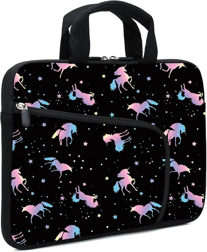 11.6" 12.2 inches Laptop Sleeve Chromebook Case Ultrabook Case Notebook Sleeve Tablet Case Neoprene Handle Sleeve for Men Women, Two Pockets Fit Apple MacBook Air Samsung Acer HP DELL(Unicorn)