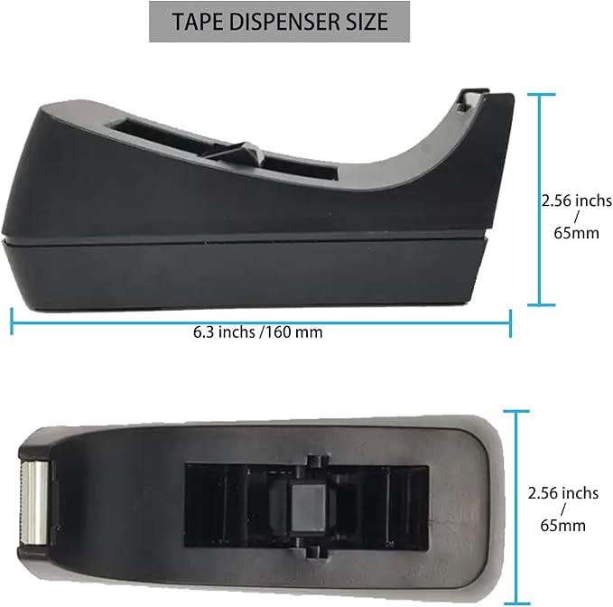 Transparent Tape with Dispenser 6 Pack Tape Dispensers Desk unweighted Non Skid Base Desktop Dispenser Bulk for Office Home School-DeskLoop Office