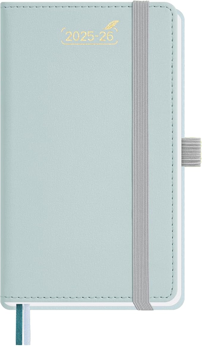 BEZEND Pocket Planner 2025-2026 Weekly with 2 Columns, 18-Month Academic Calendar (Jul 25-Dec 26), Life Work Appointment, Storage Pocket, Pen Holder, PU Leather Hardcover 3.5" x 6" - Dutch Blue-DeskLoop Office