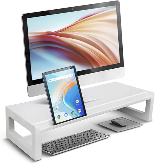 Monitor Stand Riser – 22-Inch Computer Monitor Stand with Multifunctional Slot, Multi-Purpose Desktop Storage for Laptop, Printer, TV-DeskLoop Office