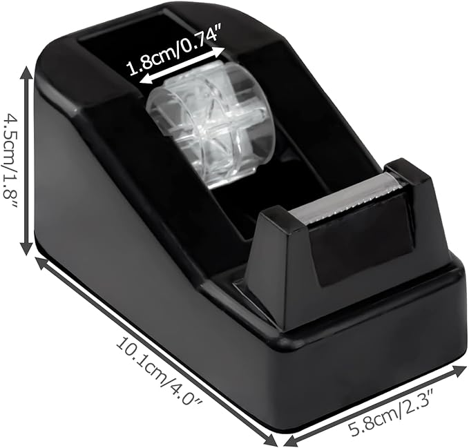 1Pcs Desktop Tape Dispenser Adhesive Roll Holder with Weighted Nonskid Base, Black (Tape not Included)-DeskLoop Office