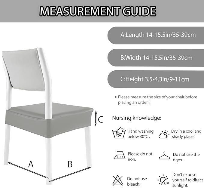 CWK Waterproof PU Leather Dining Chair Covers Set of 2-Stretchable Chair Seat Slipcovers, Removable & Washable Protector for Dining Room,Home,Office,Wedding,Rear Covers (PU-Silver)-DeskLoop Office
