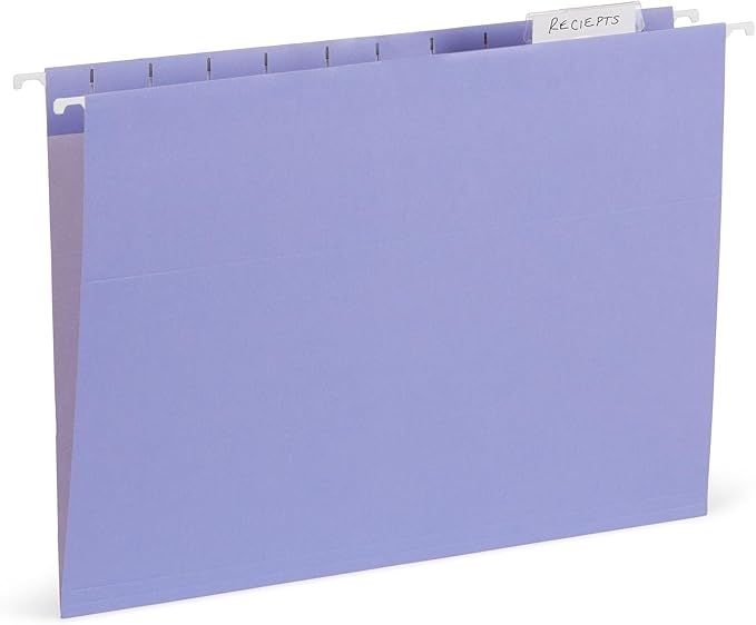 25 Blue Summit Supplies Pretty Hanging File Folders, Pastel Gem Tone Assorted Colors, Cute Hanging File Folders with Plastic Tab Inserts, Holds Letter Size Documents-DeskLoop Office