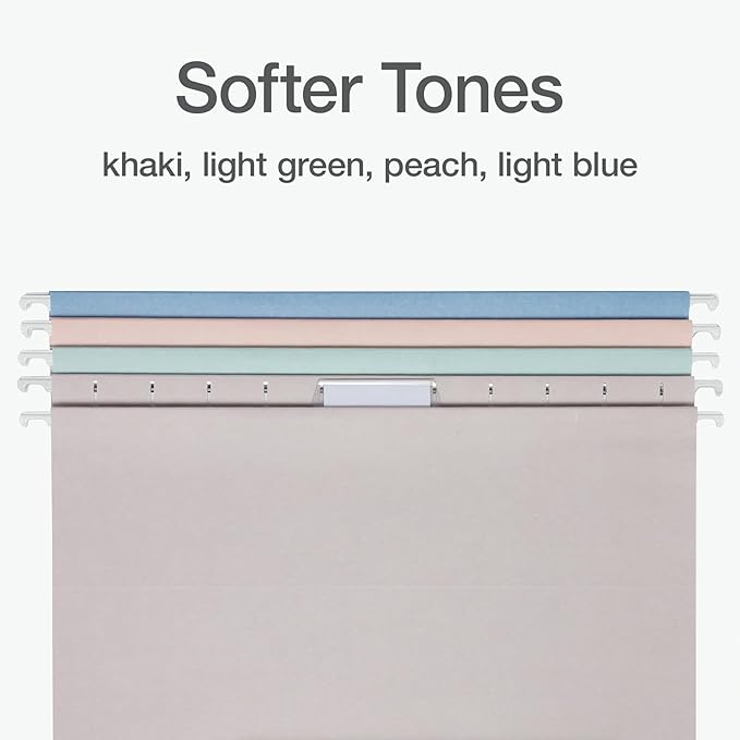 Pendaflex Hanging File Folders, Letter Size, Assorted Colors for Home, Office Filing Cabinet, 1/5-Cut Adjustable Tabs, 25 Per Box (81698)-DeskLoop Office