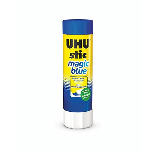 UHU Colored All Purpose Glue Stick 12-Pack Blue Applies & Dries Clear, 1.41oz - Non-Toxic, Washable. Permanent Strong Bond, Solvent-Free with Screw Cap,-DeskLoop Office