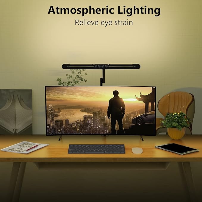 Micomlan Desk Lamp with Clamp, Architect Led Desk Lamp for Home Office with Remote Control, 24W Ultra Bright Auto Dimming Computer Light Adjustable Table Light for Working Workbench (Remote)-DeskLoop Office