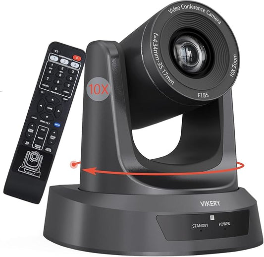 10X PTZ Conference Webcam with 3G-SDI/HDMI/USB Output, 1080P PTZ Live Streaming Camera for Church, Education, Conference Room Camera Attached Remote Control Work with Zoom, Skype, OBS-DeskLoop Office