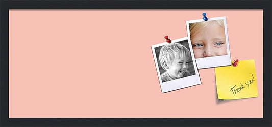 PinPix 28x12 Inch Cork Bulletin Board. This Decorative Framed Pin Board Comes with Pink Pastel Design and a Satin Black Frame. Ideal for Home Office Decor or Message Board (PinPix-1813)-DeskLoop Office