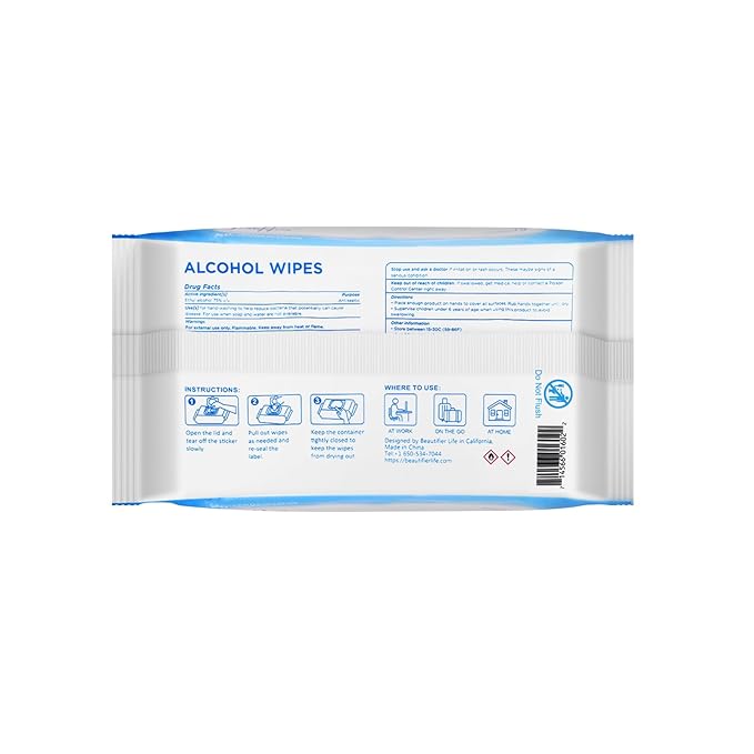 75% Alcohol Wet Hand Sanitizing Wipes - With Aloe, Moisturizer, and Vitamin E Formula - Premium Sanitizer for Travel, Home, Office, and School Use (Aloe, 200)-DeskLoop Office