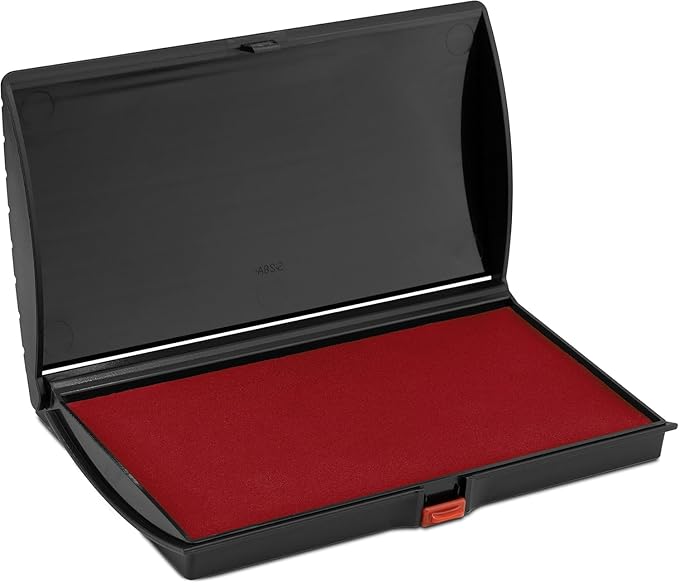 Large Premium Crimson Red Ink Stamp Pad - 3" by 6" - Quality Felt Pad - Case with Closing snap-DeskLoop Office