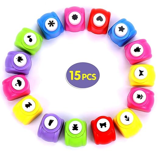 Paper Punches,15pcs Punch Craft Set Mini Punches Hole Punch Shapes Hole Punch Shape Scrapbooking Supplies for Kindergarten Teacher Office Supplies Kids-DeskLoop Office