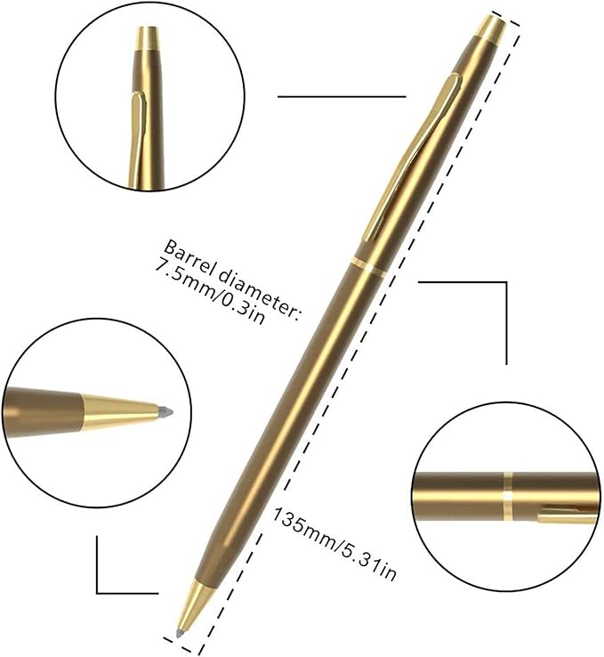 Cambond Ballpoint Pens Fancy Pens - Black Ink Bulk Pens 1.0 mm Medium Point Retractable Metal Pen Comfortable Writing for Men Women Police Uniform Office Business, 10 Pack (Champagne Gold)-DeskLoop Office