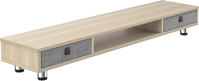 Fenge Monitor Stand, Dual Monitor Stand with 2 Drawers, Monitor Riser for 2 Monitors, Adjustable Height Computer Stand, Office Monitor Stands for Desk, Laptop, PC, TV, Printer-DeskLoop Office