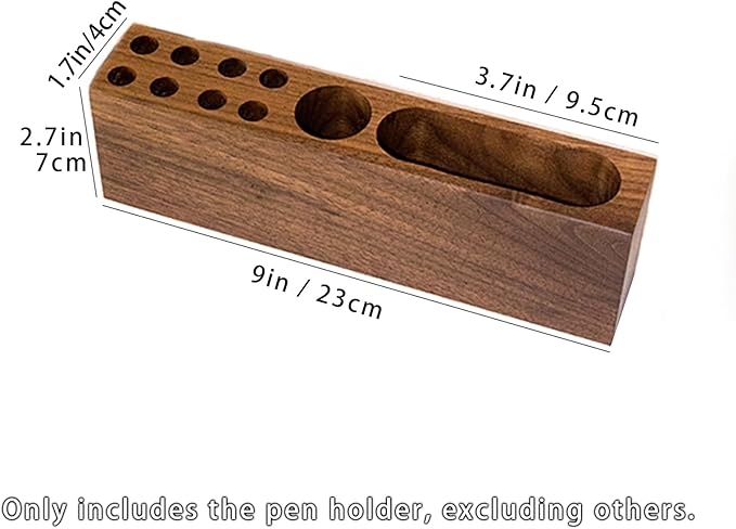 LiTY Pen Holder for Desk, Acacia Wooden Pencil Stand, Solid Wood Business Card Holder, Fountain Pen Organizer, Minimalist Aesthetic Office Stationery Desk Decor-DeskLoop Office