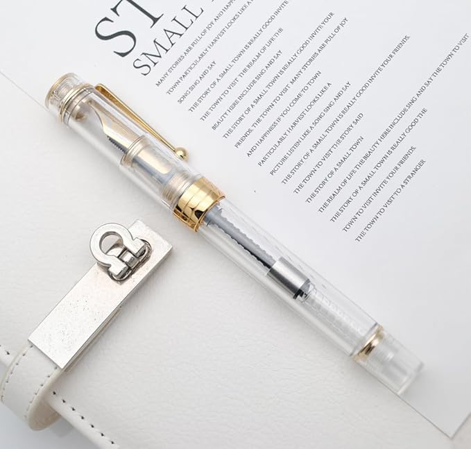 JINHAO 100 Fountain Pen with Ink Converter (Medium Nib 0.7mm, Transparent)-DeskLoop Office