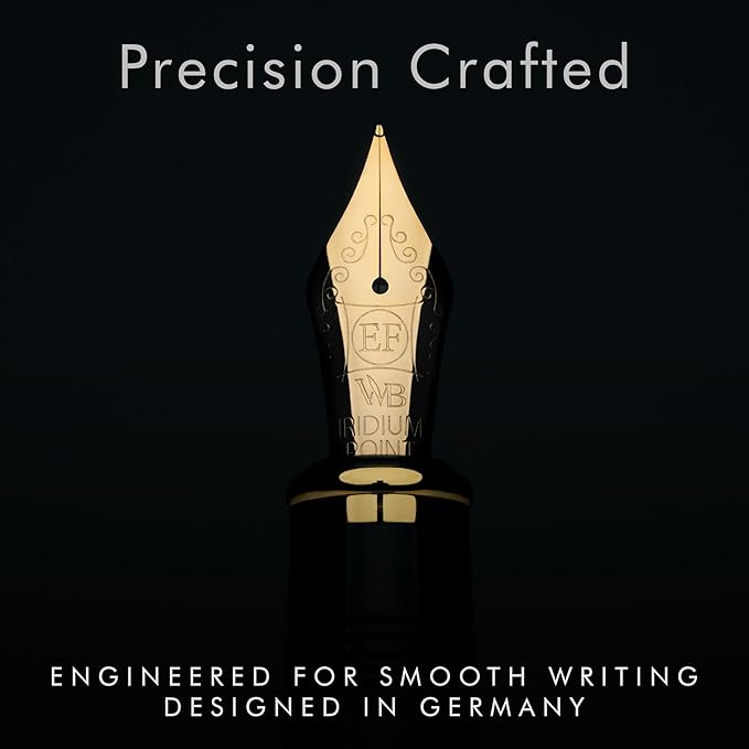 Wordsworth & Black Majesti Fountain Pen-(Black) Luxury Case, 24K Gold Finish; 18K Gilded Extra Fine Nib- Ink Cartridges, Refillable Ink Converter-Calligraphy Pen-Best Business Gift Set for Men & Women-DeskLoop Office