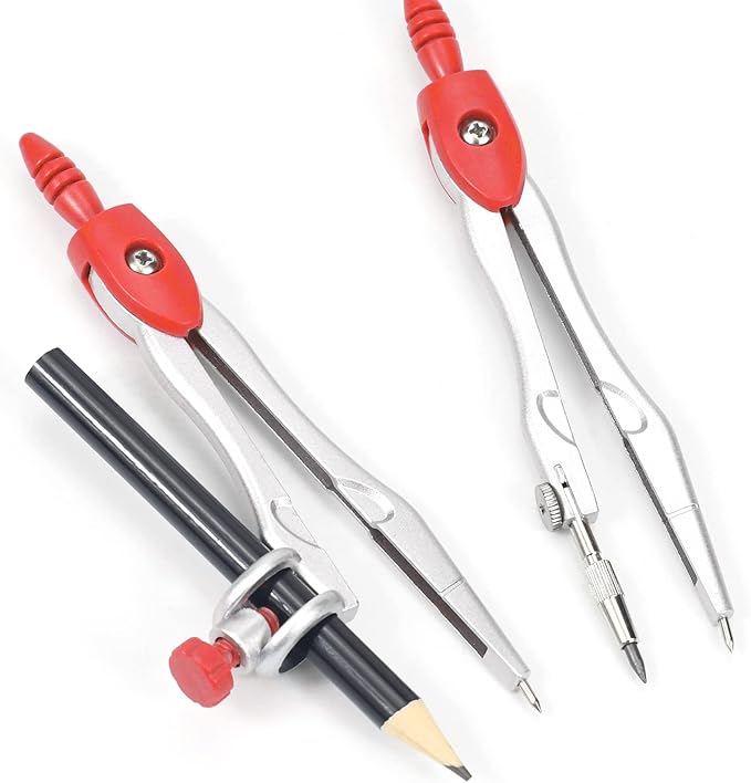 10 Pieces Math Geometry Kit Set Student Supplies with Shatterproof Storage Box,Includes Rulers,Protractor,Compass,Eraser,Pencil Sharpener,Lead Refills,Pencil,for School and Drawings(Red)-DeskLoop Office