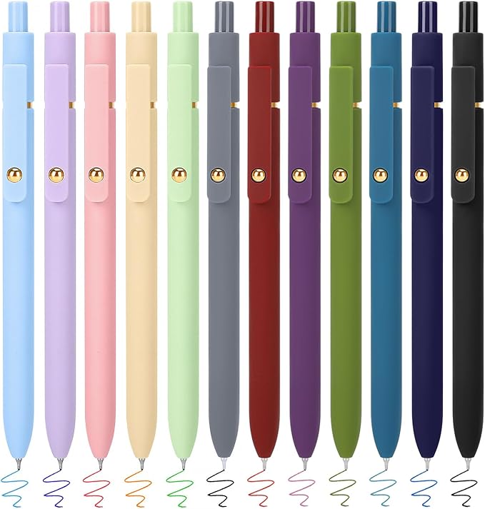 FIOVER Colored Pens, 12 Pack Colorful Gel Pens, Quick-Dry 0.7mm Medium Point for Journaling, Note Taking, Doodling, Aesthetic Office School Supplies, Gifts for Women Men-DeskLoop Office