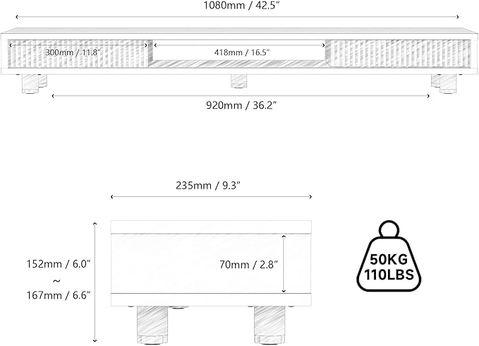 Fenge Dual Monitor Stand, 42.5inch Long Monitor Stands Riser for 2 Monitors, Sliding Door with Storage Organizer Stand for Desk, 2 Tier Desk Shelf for Laptop, Pc, Printer, Computer, TV-DeskLoop Office