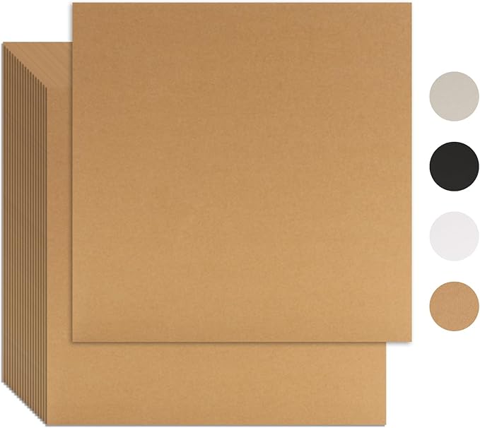 25 Pcs Book Board, Binder Board, Cover Board, Heavy Duty Chipboard for Book Binding, DIY Cardboard (Brown, 12 x 12 Inch 80PT)-DeskLoop Office