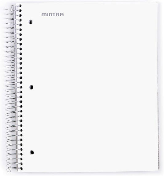 Mintra Office Durable Spiral Notebooks, 5 Subject (White, College Ruled 1pk)-DeskLoop Office