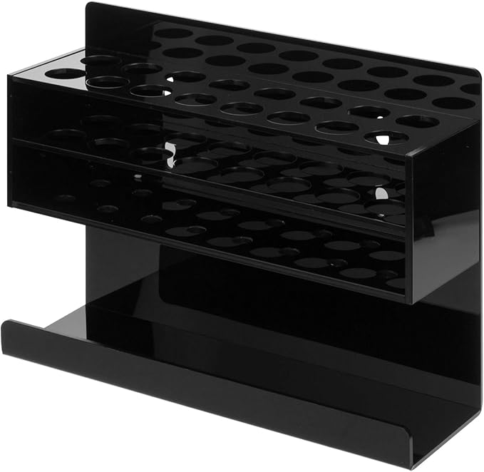 MyGift Wall Mounted Premium Black Acrylic Dry Erase Marker Holder with 16 Slots for Marker Pens and Eraser Storage Tray Whiteboard Accessories Rack for Home Office School Dorm-DeskLoop Office