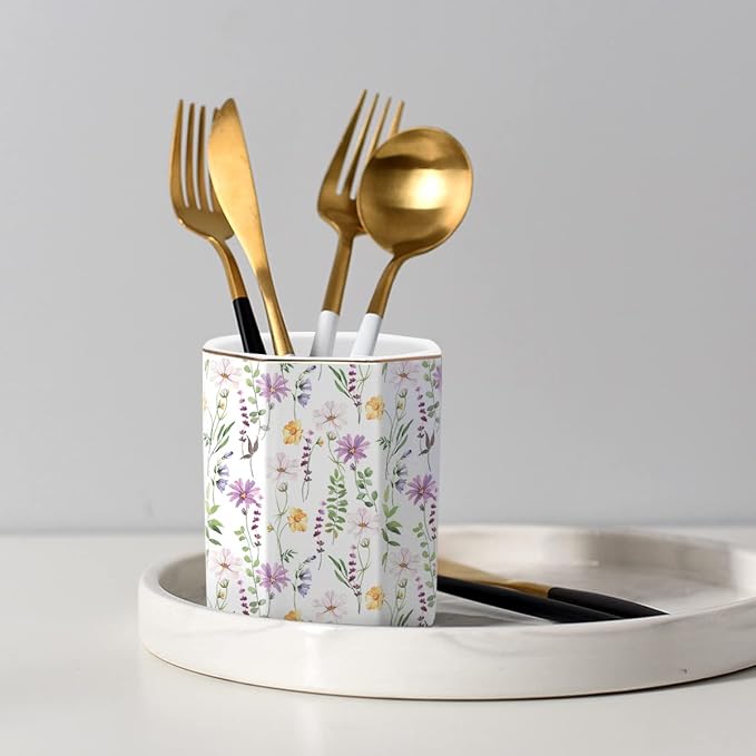 Ceramic Floral Pencil Pen Holder, Cute Stationery Holder - Image 7