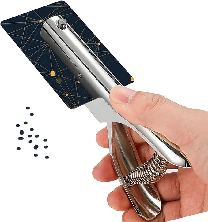 1/8 Inch Single Hole Punch - 2 Inch Reach Deep Throat Heavy Duty Paper Punch - Portable Hand Held Long Reach for ID PVC Cards Plastic Cardboard Photos-DeskLoop Office