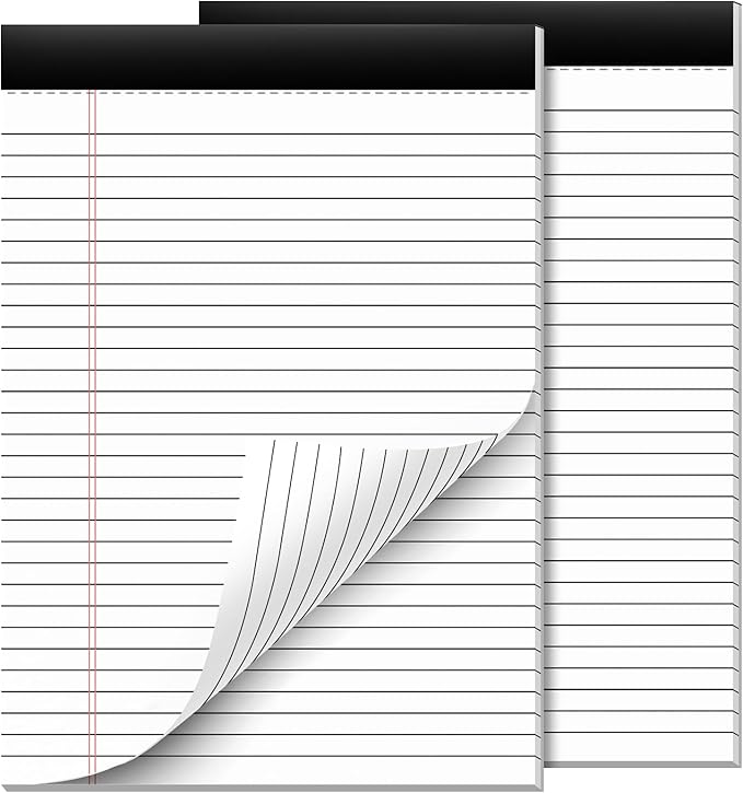 2 Pcs Legal Pads 8.5 x 11 Note Pads 8.5 x 11 Inch Notepad 60 Sheets Writing Pads Wide Ruled Lined Paper Pads White Paper Note Pads 8.5 x 11 with 30 Sheets Per Legal Pad for School, Office, Home-DeskLoop Office