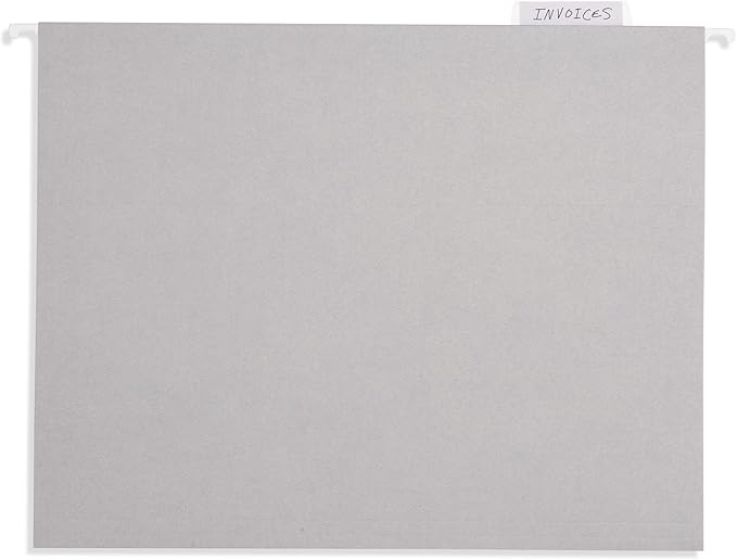 25 Blue Summit Supplies Grey Hanging File Folders Letter Size - Durable 11pt Paper, Hanging File Folders Gray, Plastic Tabs and Inserts Included, Perfect for Office Organization-DeskLoop Office