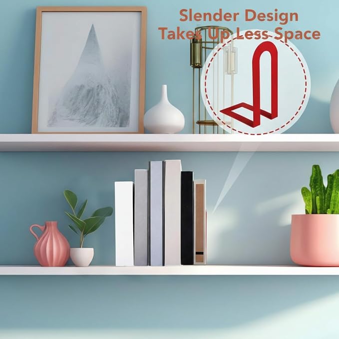 Chunful 6 Pcs Red Modern Metal Book Ends - Image 7