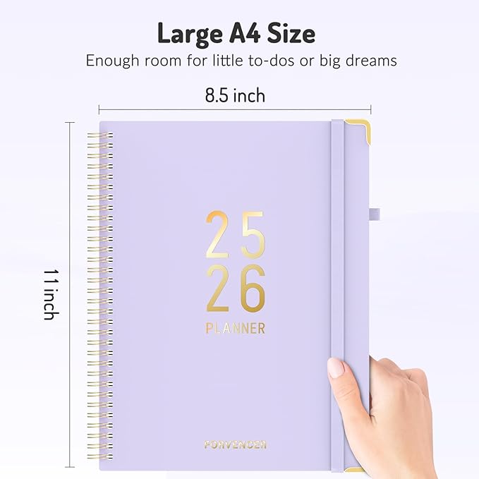 Jul 2025 -Dec 2026 Planner, Forvencer Academic Planner 2025-2026, 18 Month Daily Planner, 8.5" x 11", Weekly & Monthly Agenda Book, Hardcover Calendar Book, School Supplies for Student,Beige-DeskLoop Office