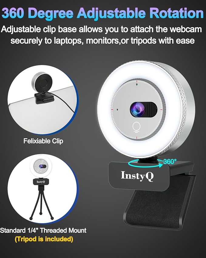 Webcam with Microphone, 2K Web Cam for PC/Desktop Computer/Laptop/MAC, Privacy Cover & Light, USB Plug and Play, Streaming Camera for Zoom/Skype/Teams/Video Calling/Studying and Conference-DeskLoop Office