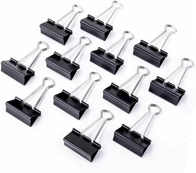 100 Pack Medium Binder Clips, Standard 32mm/1.25 in Binder, Durable Medium Black Binder Clips Bulk, Office Binder Supplies, Paper Binders, Metal Binders for Filing, Office, School, Home-DeskLoop Office