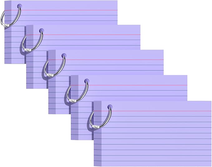Index Cards 3x5 Inches, Punched Lined Study Card Ruled Flashcards Notecards by Glyanlee