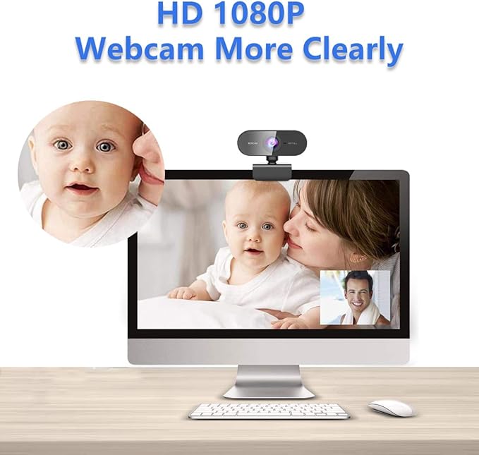 Webcam with Microphone&1080P HD Web Cam,Stand for PC/MAC/Laptop/Desktop, Wide Angle Web Cameras for YouTube,Skype,Zoom,Xbox One,Video Calling,Studying and PS4-DeskLoop Office